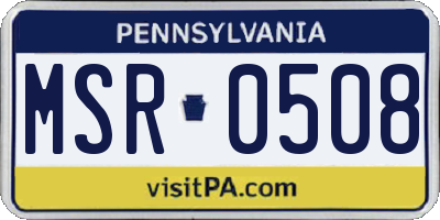 PA license plate MSR0508
