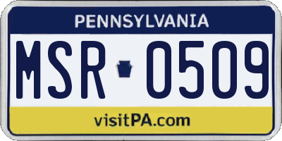 PA license plate MSR0509