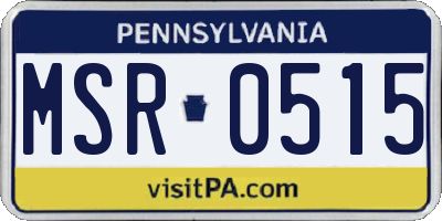 PA license plate MSR0515