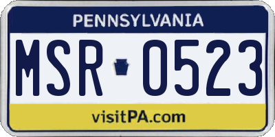 PA license plate MSR0523