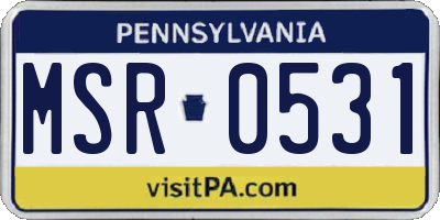 PA license plate MSR0531