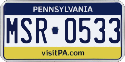 PA license plate MSR0533