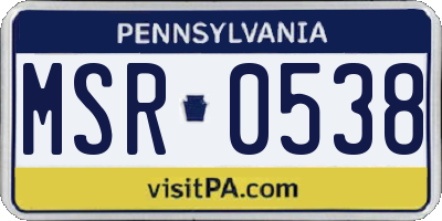 PA license plate MSR0538