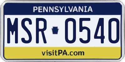 PA license plate MSR0540