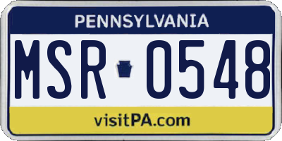 PA license plate MSR0548