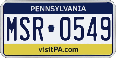 PA license plate MSR0549
