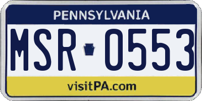 PA license plate MSR0553