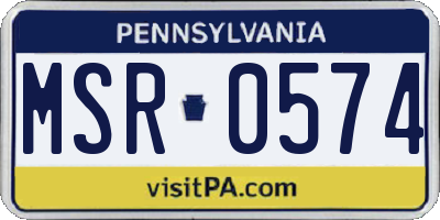 PA license plate MSR0574