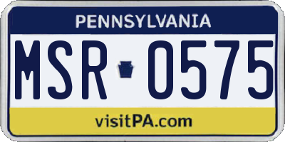 PA license plate MSR0575