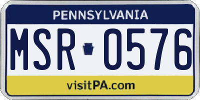 PA license plate MSR0576