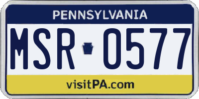PA license plate MSR0577