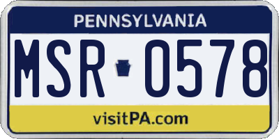 PA license plate MSR0578