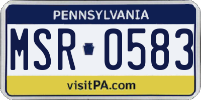 PA license plate MSR0583