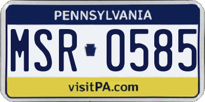 PA license plate MSR0585