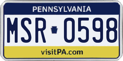 PA license plate MSR0598