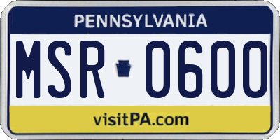 PA license plate MSR0600
