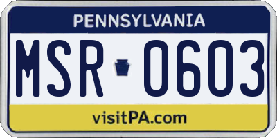 PA license plate MSR0603