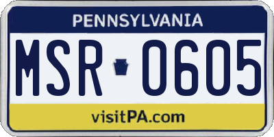 PA license plate MSR0605
