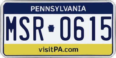 PA license plate MSR0615