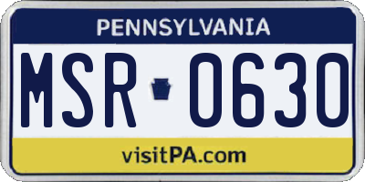 PA license plate MSR0630
