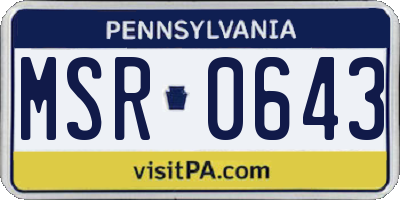 PA license plate MSR0643
