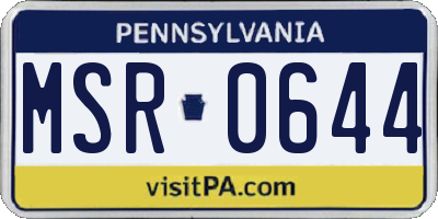 PA license plate MSR0644