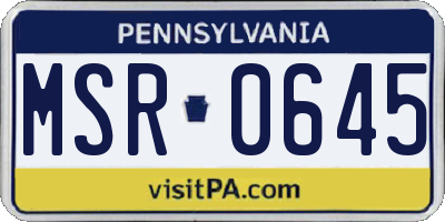 PA license plate MSR0645