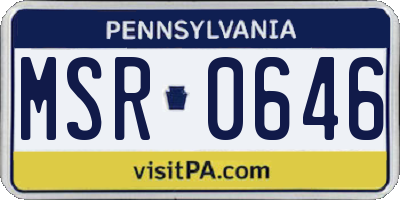 PA license plate MSR0646