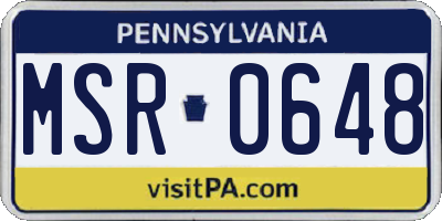 PA license plate MSR0648