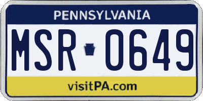PA license plate MSR0649