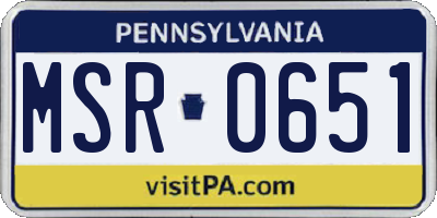 PA license plate MSR0651