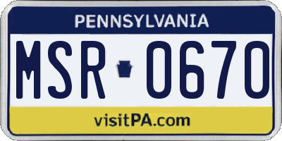 PA license plate MSR0670
