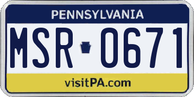 PA license plate MSR0671
