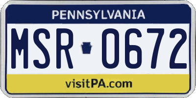 PA license plate MSR0672
