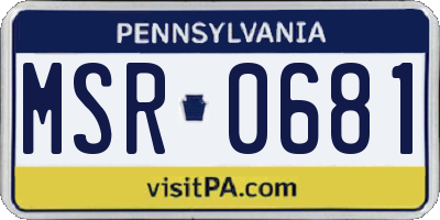 PA license plate MSR0681