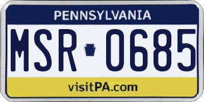 PA license plate MSR0685
