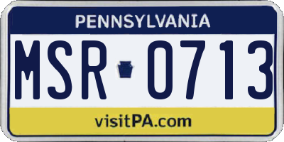 PA license plate MSR0713