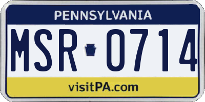PA license plate MSR0714
