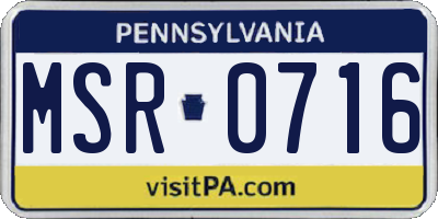 PA license plate MSR0716