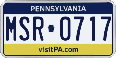 PA license plate MSR0717