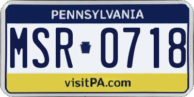 PA license plate MSR0718