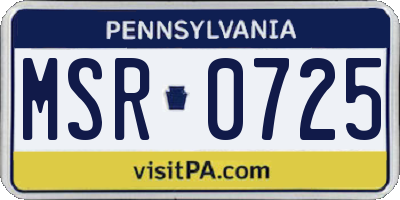 PA license plate MSR0725