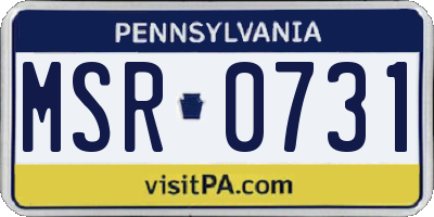 PA license plate MSR0731
