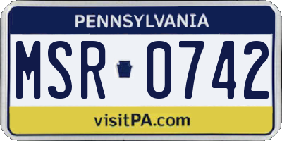 PA license plate MSR0742