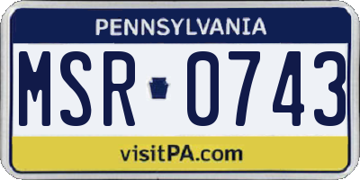 PA license plate MSR0743