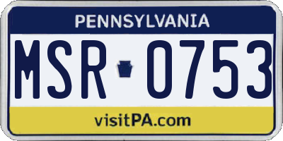 PA license plate MSR0753
