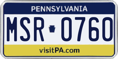PA license plate MSR0760