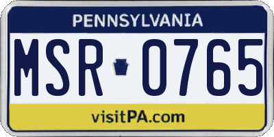 PA license plate MSR0765