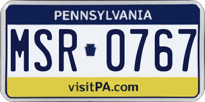 PA license plate MSR0767