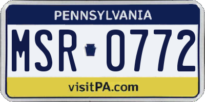 PA license plate MSR0772